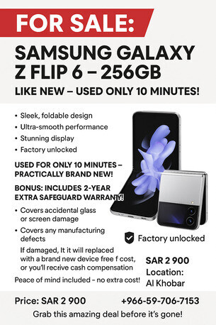 samsung-galaxy-z-flip-6-256gb-with-extra-warranty-for-sale-big-0
