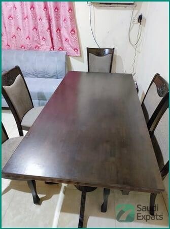 elegant-wooden-dining-table-set-with-6-chairs-for-sale-in-jubail-big-0