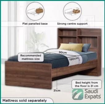 wooden-single-bed-with-mattress-and-pillow-like-new-in-riyadh-big-2